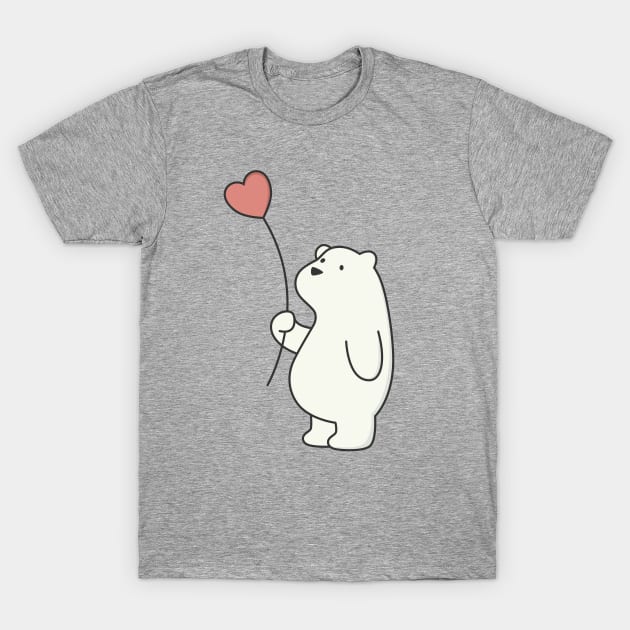 Kawaii Cute Polar Bear With Heart T-Shirt by wordsberry